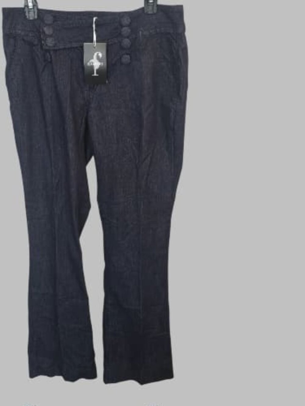 Flamingo  Flamingals Dark Wash double Breasted Flare Jeans Womens Large or 31X32